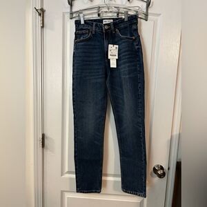 Zara high rise ankle length jeans slim women’s US size 4 classic blue denim NWT